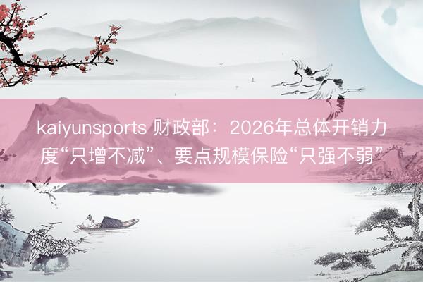 kaiyunsports 财政部：2026年总体开销力度“只增不减”、要点规模保险“只强不弱”