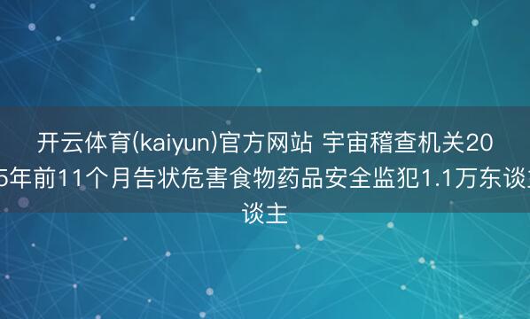 开云体育(kaiyun)官方网站 宇宙稽查机关2025年前11个月告状危害食物药品安全监犯1.1万东谈主