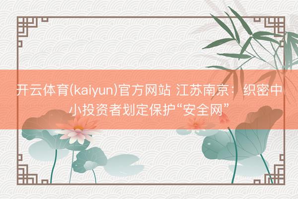 开云体育(kaiyun)官方网站 江苏南京：织密中小投资者划定保护“安全网”