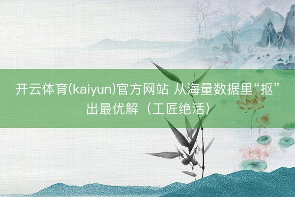 开云体育(kaiyun)官方网站 从海量数据里“抠”出最优解（工匠绝活）