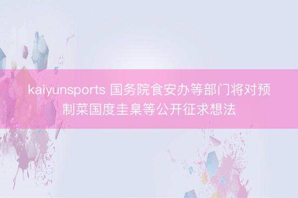 kaiyunsports 国务院食安办等部门将对预制菜国度圭臬等公开征求想法