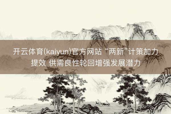 开云体育(kaiyun)官方网站 “两新”计策加力提效 供需良性轮回增强发展潜力