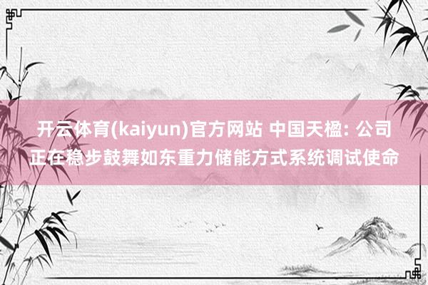 开云体育(kaiyun)官方网站 中国天楹: 公司正在稳步鼓舞如东重力储能方式系统调试使命