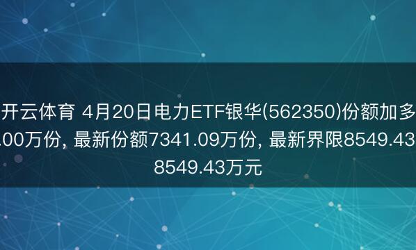 开云体育 4月20日电力ETF银华(562350)份额加多100.00万份， 最新份额7341.09万份， 最新界限8549.43万元