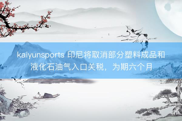 kaiyunsports 印尼将取消部分塑料成品和液化石油气入口关税，为期六个月