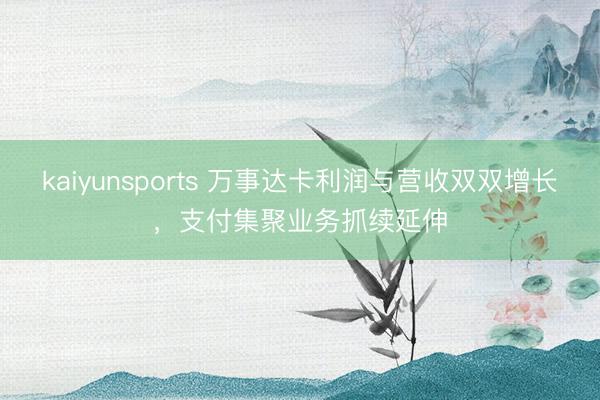 kaiyunsports 万事达卡利润与营收双双增长，支付集聚业务抓续延伸