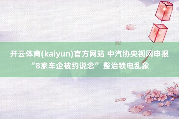 开云体育(kaiyun)官方网站 中汽协央视网申报“8家车企被约说念” 整治锁电乱象