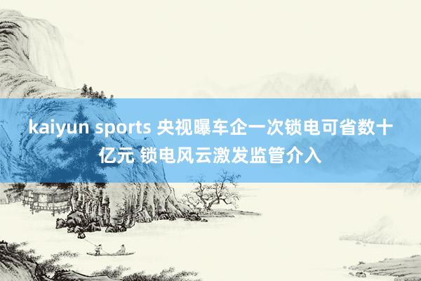 kaiyun sports 央视曝车企一次锁电可省数十亿元 锁电风云激发监管介入