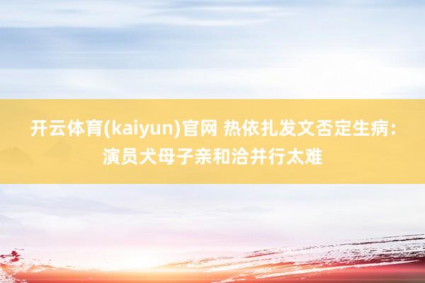 开云体育(kaiyun)官网 热依扎发文否定生病:演员犬母子亲和洽并行太难