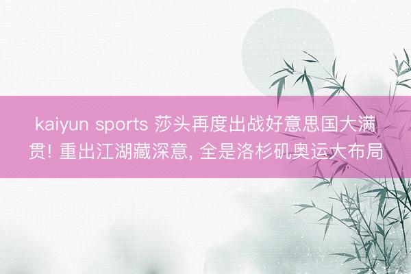kaiyun sports 莎头再度出战好意思国大满贯! 重出江湖藏深意, 全是洛杉矶奥运大布局