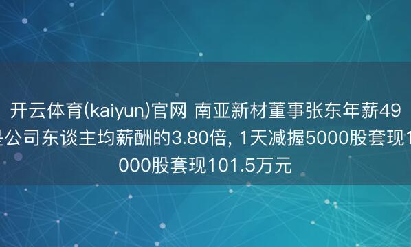开云体育(kaiyun)官网 南亚新材董事张东年薪49.47万元是公司东谈主均薪酬的3.80倍， 1天减握5000股套现101.5万元