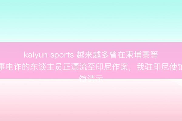 kaiyun sports 越来越多曾在柬埔寨等国从事电诈的东谈主员正漂流至印尼作案,我驻印尼使馆请示