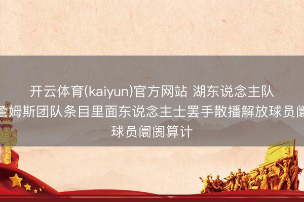 开云体育(kaiyun)官方网站 湖东说念主队别传：詹姆斯团队条目里面东说念主士罢手散播解放球员阛阓算计
