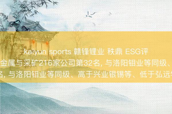 kaiyun sports 赣锋锂业 秩鼎 ESG评级保管AA, 位居GICS三级金属与采矿216家公司第32名, 与洛阳钼业等同级、高于兴业银锡等、低于弘远特材等