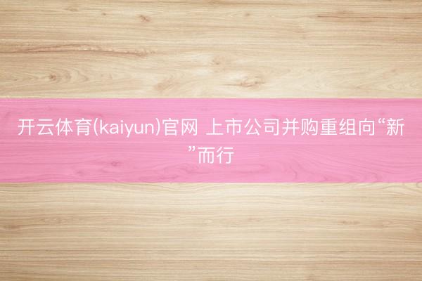 开云体育(kaiyun)官网 上市公司并购重组向“新”而行