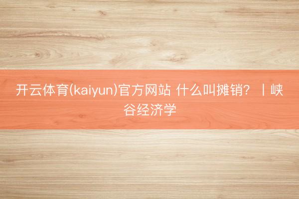 开云体育(kaiyun)官方网站 什么叫摊销?丨峡谷经济学