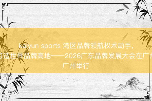 kaiyun sports 湾区品牌领航权术动手,共同打造世界品牌高地——2026广东品牌发展大会在广州举行